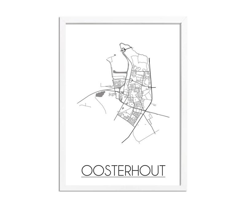 Oosterhout Stadtplan poster plakat - Weiß grau schwarz