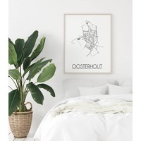 Oosterhout Stadtplan poster plakat - Weiß grau schwarz