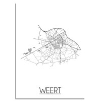 Weert Stadtplan poster plakat - Weiß grau schwarz