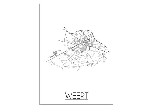 DesignClaud Weert Stadtplan poster plakat - Weiß grau schwarz