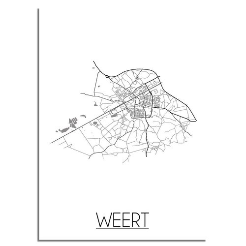 Weert Stadtplan poster plakat - Weiß grau schwarz 