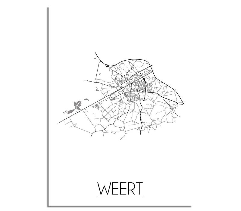 Weert Stadtplan poster plakat - Weiß grau schwarz