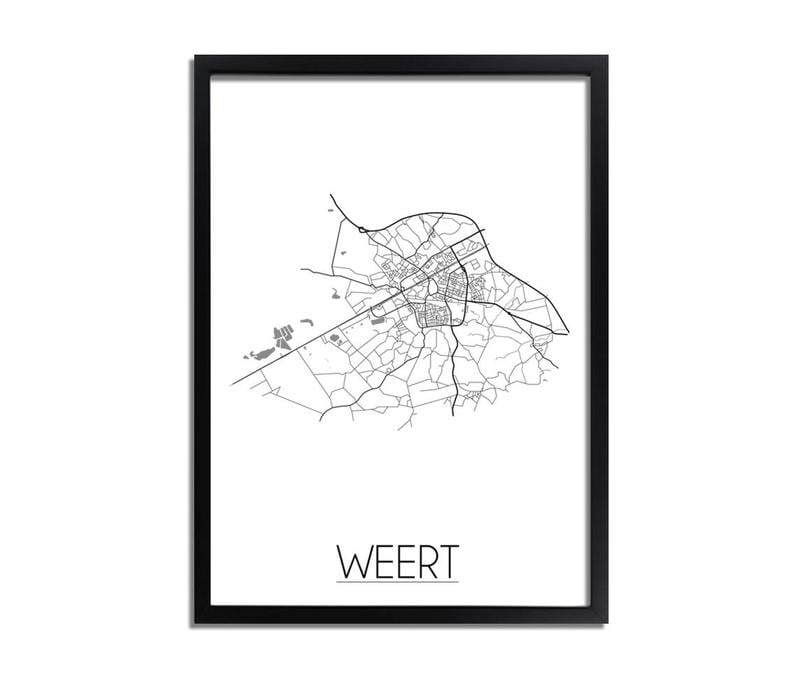 Weert Stadtplan poster plakat - Weiß grau schwarz