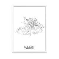 Weert Stadtplan poster plakat - Weiß grau schwarz