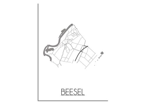 DesignClaud Beesel Stadtplan poster plakat - Weiß grau schwarz