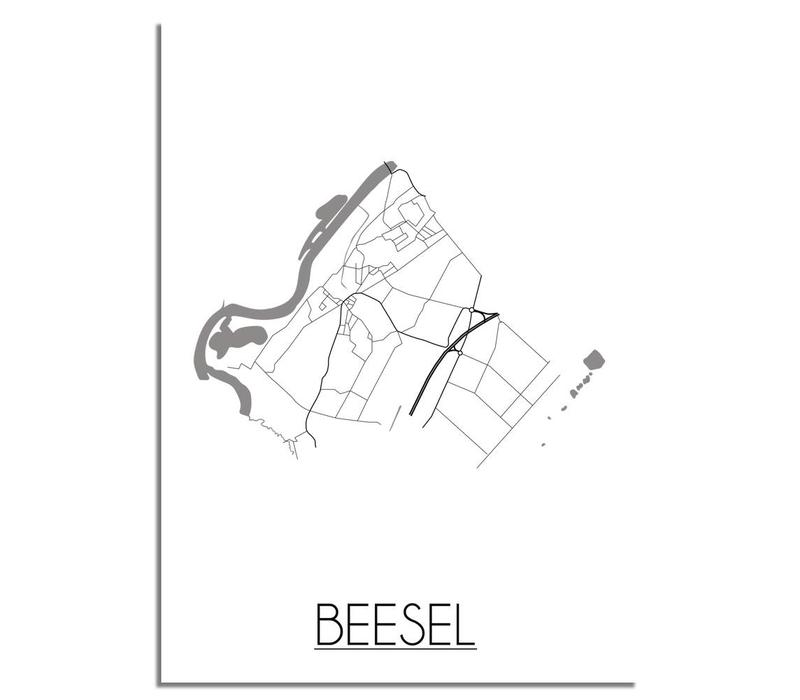 Beesel Stadtplan poster plakat - Weiß grau schwarz
