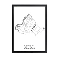 Beesel Stadtplan poster plakat - Weiß grau schwarz