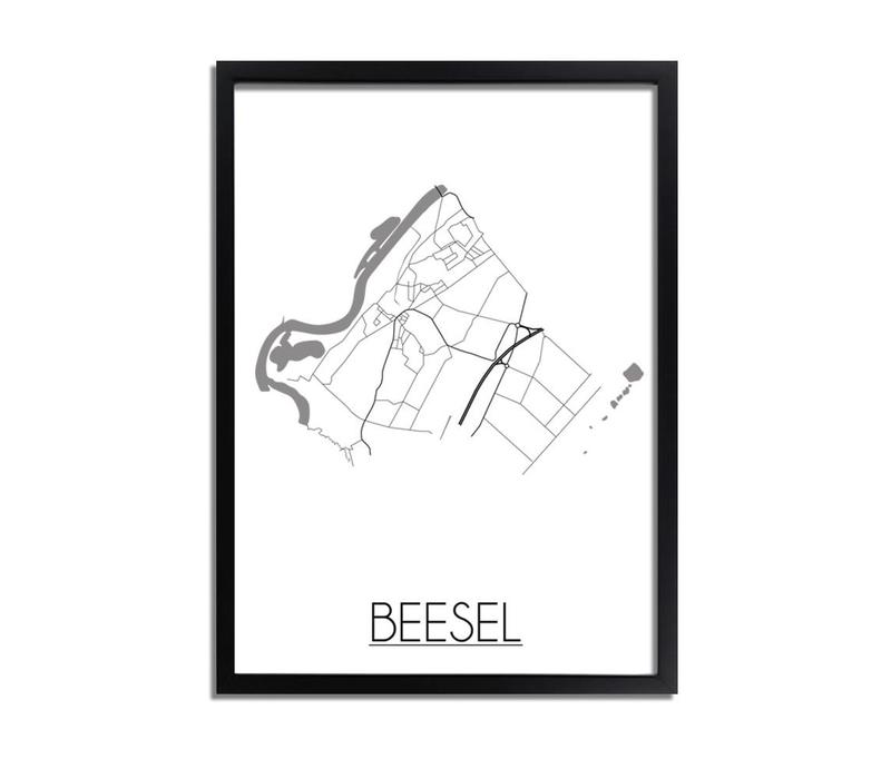 Beesel Stadtplan poster plakat - Weiß grau schwarz