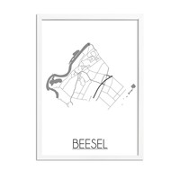 Beesel Stadtplan poster plakat - Weiß grau schwarz