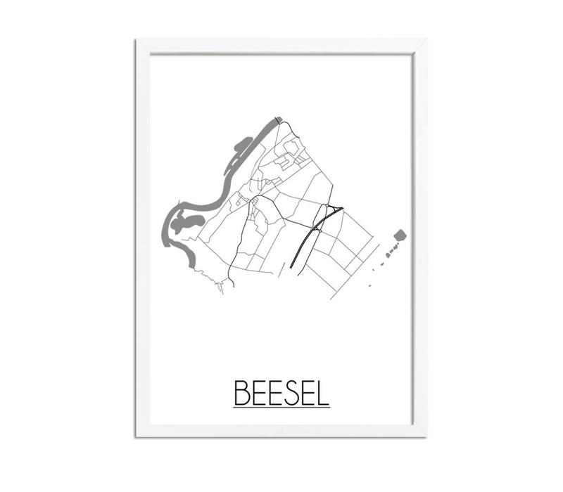Beesel Stadtplan poster plakat - Weiß grau schwarz