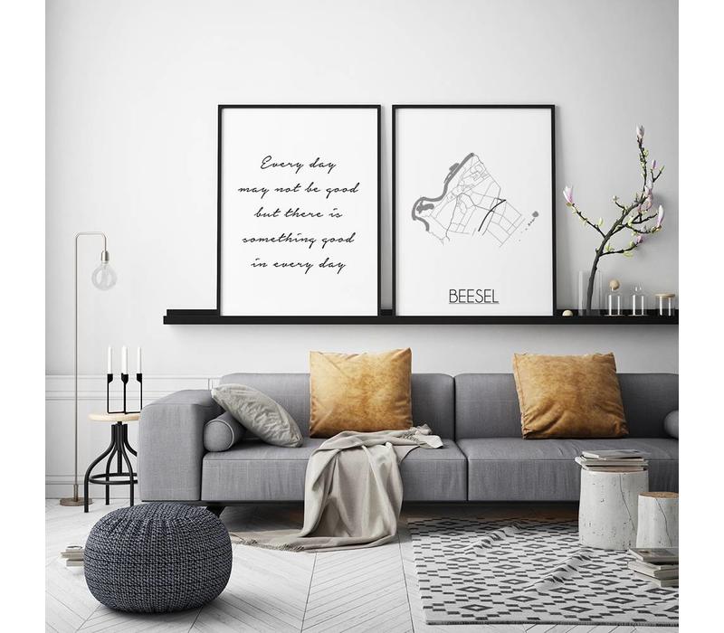 Beesel Stadtplan poster plakat - Weiß grau schwarz