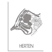 Herten Stadtplan poster plakat - Weiß grau schwarz