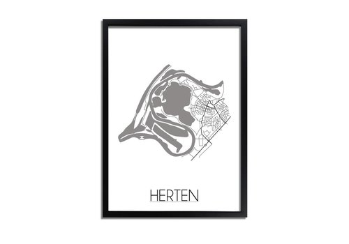 DesignClaud Herten Stadtplan poster plakat - Weiß grau schwarz