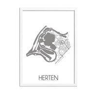 Herten Stadtplan poster plakat - Weiß grau schwarz