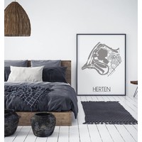 Herten Stadtplan poster plakat - Weiß grau schwarz