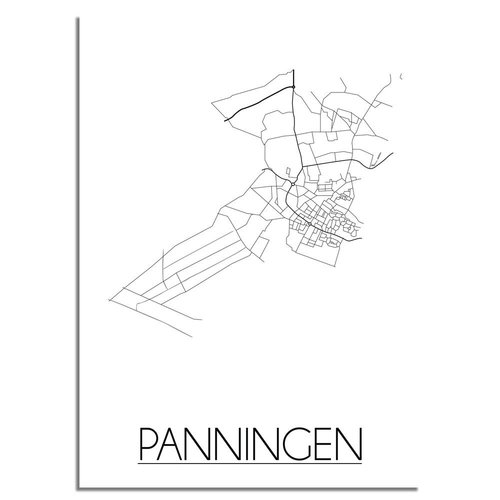 Panningen Stadtplan poster plakat - Weiß grau schwarz 