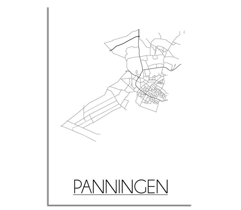 Panningen Stadtplan poster plakat - Weiß grau schwarz