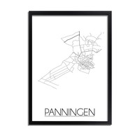 Panningen Stadtplan poster plakat - Weiß grau schwarz