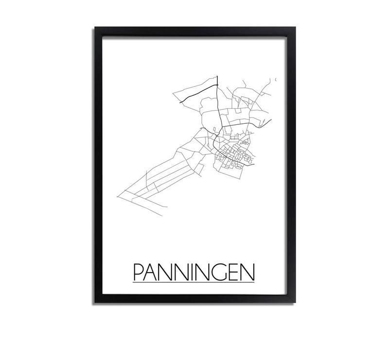 Panningen Stadtplan poster plakat - Weiß grau schwarz