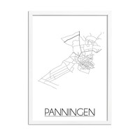Panningen Stadtplan poster plakat - Weiß grau schwarz