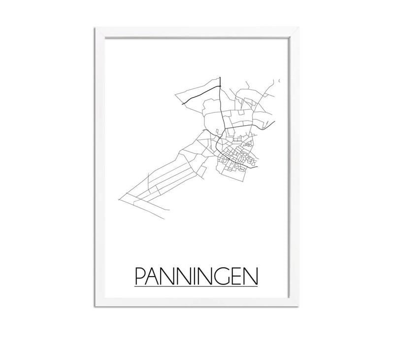 Panningen Stadtplan poster plakat - Weiß grau schwarz