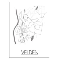 Velden Stadtplan poster plakat - Weiß grau schwarz