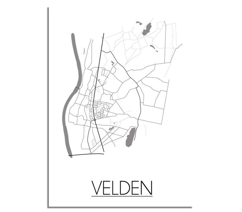 Velden Stadtplan poster plakat - Weiß grau schwarz