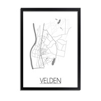 Velden Stadtplan poster plakat - Weiß grau schwarz