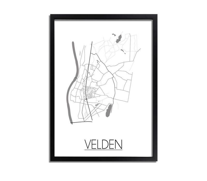 Velden Stadtplan poster plakat - Weiß grau schwarz