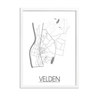 Velden Stadtplan poster plakat - Weiß grau schwarz