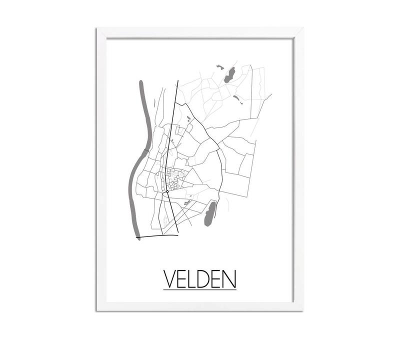 Velden Stadtplan poster plakat - Weiß grau schwarz