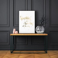 Kerstposter Sparkles and Twinkles all the way - Kerstdecoratie Goudfolie + wit