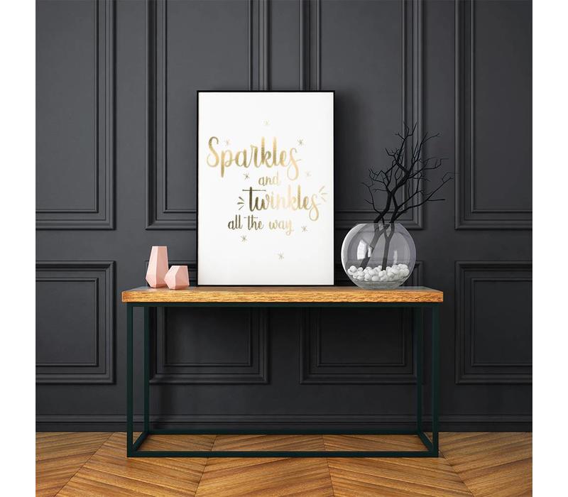 Kerstposter Sparkles and Twinkles all the way - Kerstdecoratie Goudfolie + wit