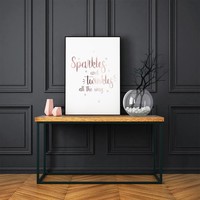 Kerstposter Sparkles and Twinkles all the way - Kerstdecoratie Koper folie + wit