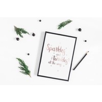 Weihnachtsposter funkelt und funkelt bis zum Anschlag - Weihnachtsdekoration Kupferfolie + weiß