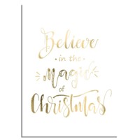 Weihnachtsposter Glauben Sie an die Magie von Weihnachten - Weihnachtsdekoration Goldfolie + Weiß