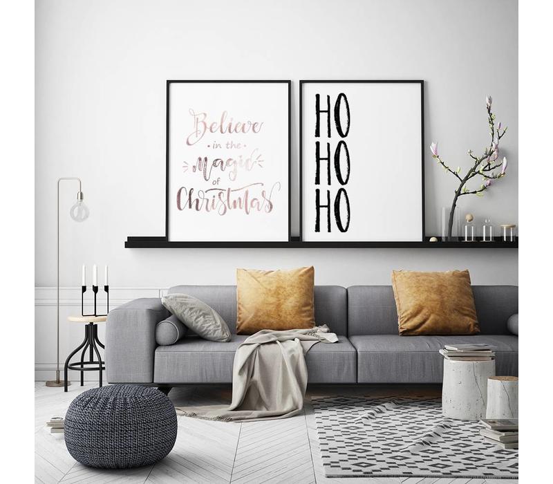 Weihnachtsposter Believe in the magic of Christmas - Weihnachtsdekoration Kupferfolie + weiß