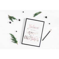 Weihnachtsposter Believe in the magic of Christmas - Weihnachtsdekoration Kupferfolie + weiß