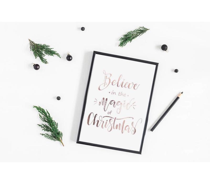 Weihnachtsposter Believe in the magic of Christmas - Weihnachtsdekoration Kupferfolie + weiß