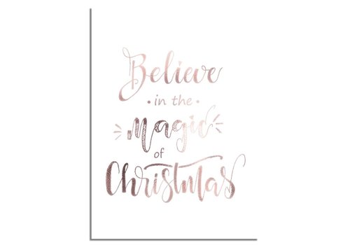 DesignClaud Kerstposter Believe in the magic of Christmas - Kerstdecoratie Koper folie + wit