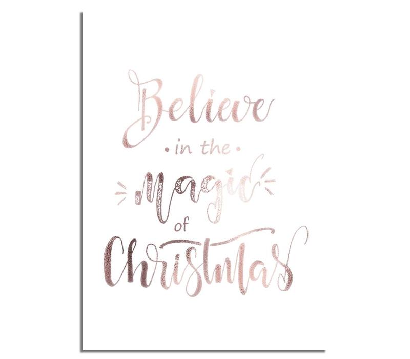 Weihnachtsposter Believe in the magic of Christmas - Weihnachtsdekoration Kupferfolie + weiß