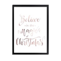 Weihnachtsposter Believe in the magic of Christmas - Weihnachtsdekoration Kupferfolie + weiß