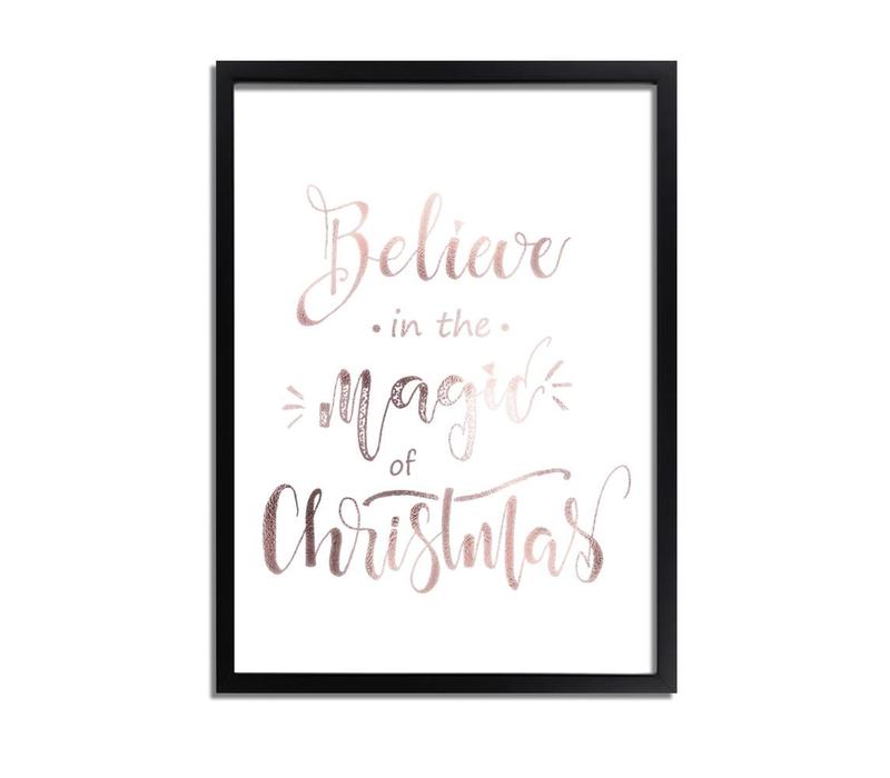 Weihnachtsposter Believe in the magic of Christmas - Weihnachtsdekoration Kupferfolie + weiß