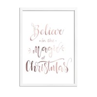 Weihnachtsposter Believe in the magic of Christmas - Weihnachtsdekoration Kupferfolie + weiß