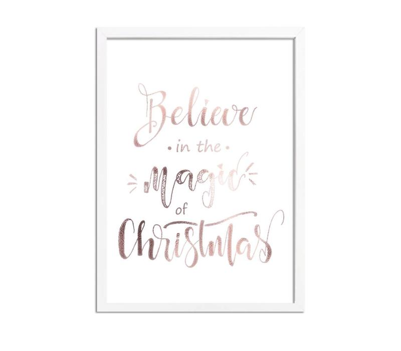Weihnachtsposter Believe in the magic of Christmas - Weihnachtsdekoration Kupferfolie + weiß