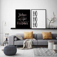 Weihnachtsposter Believe in the magic of Christmas - Weihnachtsdekoration Kupferfolie + schwarz