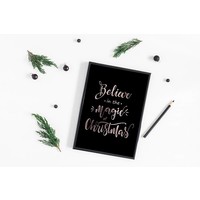 Weihnachtsposter Believe in the magic of Christmas - Weihnachtsdekoration Kupferfolie + schwarz