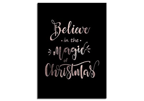 DesignClaud Kerstposter Believe in the magic of Christmas - Kerstdecoratie Koper folie + zwart