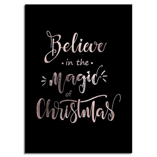 Weihnachtsposter Believe in the magic of Christmas - Weihnachtsdekoration Kupferfolie + schwarz 