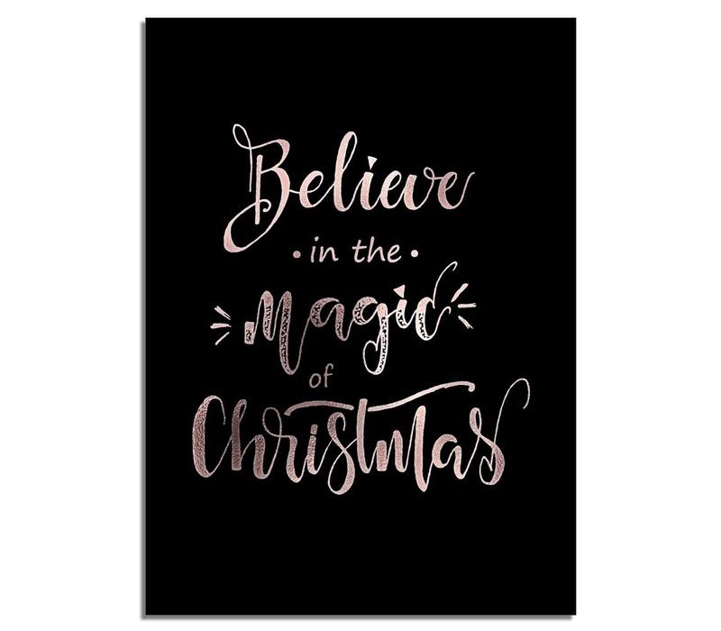 Weihnachtsposter Believe in the magic of Christmas - Weihnachtsdekoration Kupferfolie + schwarz